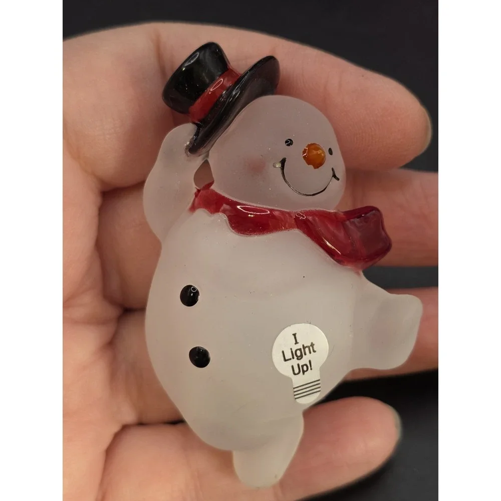 Christmas Light Up Plastic Acrylic Pins Frosty Snowman